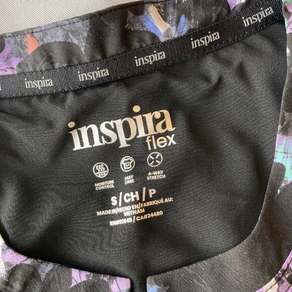 Inspira Flex Round Neck Printed Scrub Top Women's Small S Abstract IP723 NWT - Picture 3 of 5